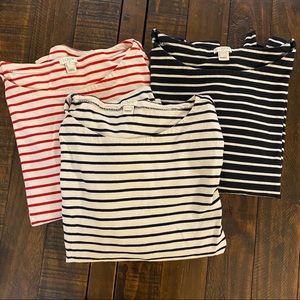 Set of 3 Jcrew boat neck long sleeve shirts